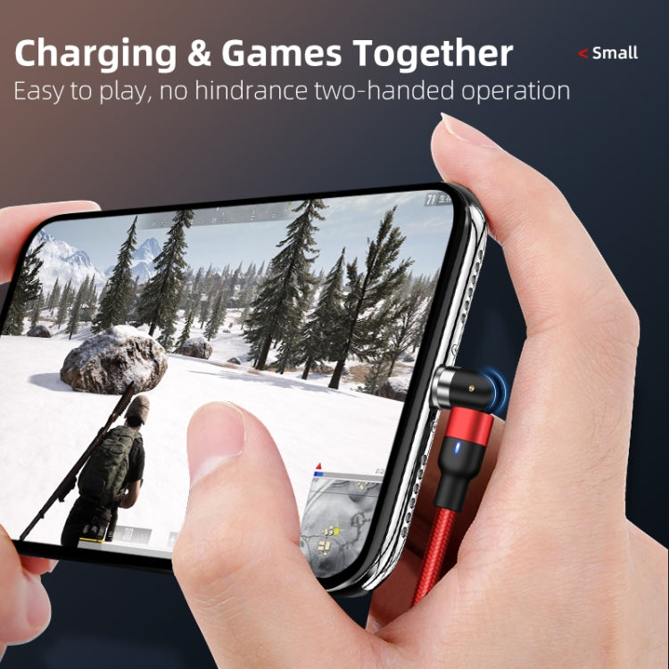 สายชาร์จแม่เหล็กถักไนลอน 3 in 1 USB เป็น 8 Pin + USB-C / Type-C + Micro USB ความยาว 1 เมตร 2A Output หมุนได้