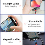 สายชาร์จแม่เหล็กถักไนลอน 3 in 1 USB เป็น 8 Pin + USB-C / Type-C + Micro USB ความยาว 1 เมตร 2A Output หมุนได้