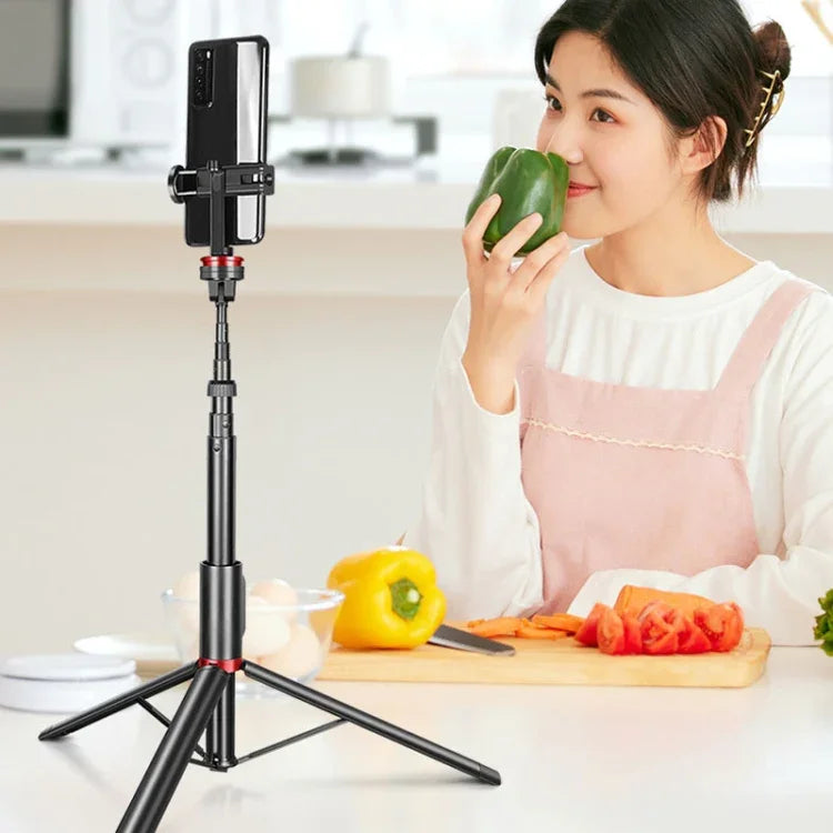 Aluminum Alloy Mobile Phone Bluetooth Selfie Stick Live Floor Tripod Bracket, Height: 1.5m, Height: 1.5m
