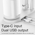 WS6 โคมไฟตั้งโต๊ะมัลติฟังก์ชัน 10W พร้อมพอร์ต USB 2 ช่อง + USB-C / Type-C และที่ชาร์จไร้สาย Qi