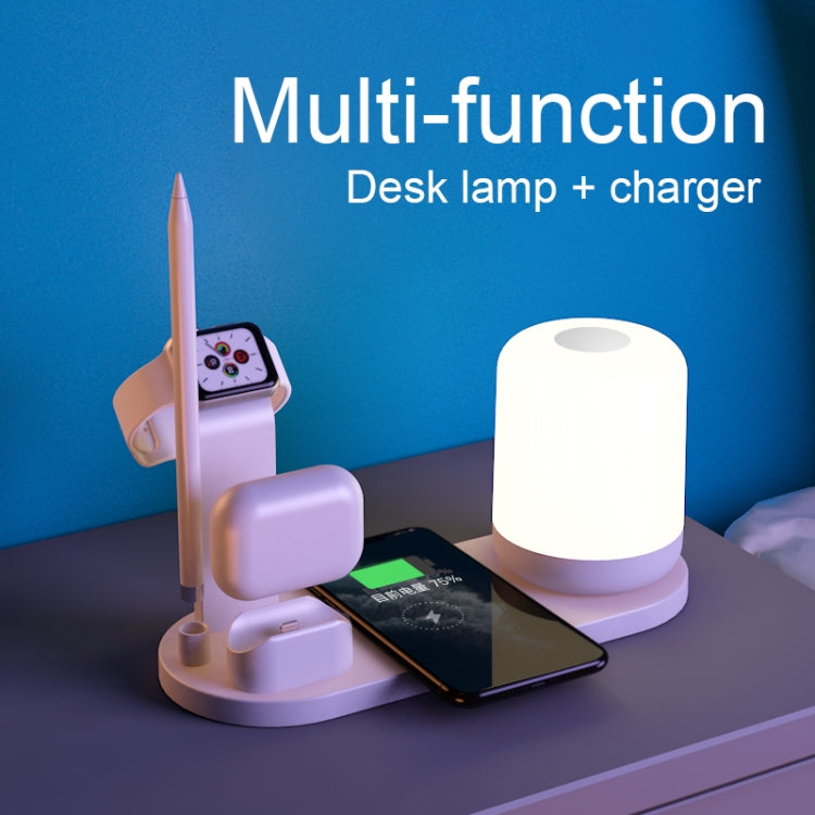 WS6 โคมไฟตั้งโต๊ะมัลติฟังก์ชัน 10W พร้อมพอร์ต USB 2 ช่อง + USB-C / Type-C และที่ชาร์จไร้สาย Qi