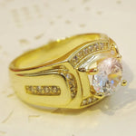 แหวนเพชรผู้ชายสไตล์นักธุรกิจแฟชั่น ชุบทองขาว 18K + ซิริคอน AAA ขนาด: 7, เส้นผ่านศูนย์กลาง: 17.3 มม., เส้นรอบวง: 54.5 มม., เส้นผ่านศูนย์กลาง: 17.3 มม.