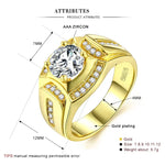 แหวนเพชรผู้ชายสไตล์นักธุรกิจแฟชั่น ชุบทองขาว 18K + ซิริคอน AAA ขนาด: 12, เส้นผ่านศูนย์กลาง: 21.4 มม., เส้นรอบวง: 67.2 มม., เส้นผ่านศูนย์กลาง: 21.4 มม.