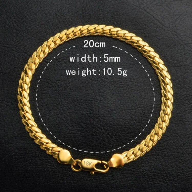 เครื่องประดับแฟชั่นร้อนแรง กำไลทองคำเหลือง 18k แบบเรียบง่าย (สีทอง)