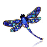Vintage Classical Dragonfly Pattern Rhinestone Brooch, Blue