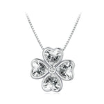 BSN334 Sterling Silver S925 White Gold Plated Lucky Clover Pendant Necklace, BSN334