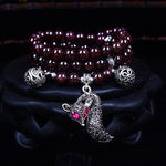 Fashion Jewelry Accessory Garnet Beads Bracelet, Red Agate & Elephant, Red Agate & Pi Xiu, Violitde, Garnet, Blue Sandstone & Calabash, Red Agate & Buddha Head, Aquamarine & Longevity Lock, White Jade, Pink Crystal & Cat, Pink Crystal & Elephant & Fish