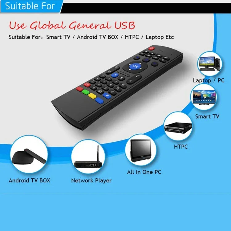 รีโมทคอนโทรลคีย์บอร์ดไร้สาย MX3-M Air Mouse 2.4G พร้อมไมโครโฟน สำหรับ Android TV Box / Mini PC, Air Mouse พร้อมไมค์