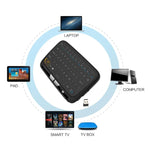 คีย์บอร์ดไร้สาย H18 2.4GHz Mini Air Mouse QWERTY พร้อมทัชแพดและระบบสั่น สำหรับ PC, TV, คีย์บอร์ดไร้สาย H18