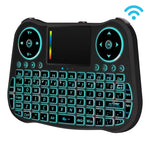คีย์บอร์ดไร้สาย MT08 2.4GHz Mini Air Mouse QWERTY พร้อมไฟแบ็คไลท์สีสันสดใส ทัชแพด และควบคุมมัลติมีเดีย สำหรับ PC, TV, MT08