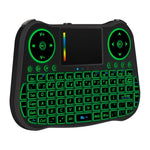 คีย์บอร์ดไร้สาย MT08 2.4GHz Mini Air Mouse QWERTY พร้อมไฟแบ็คไลท์สีสันสดใส ทัชแพด และควบคุมมัลติมีเดีย สำหรับ PC, TV, MT08