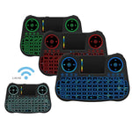 คีย์บอร์ดไร้สาย MT08 2.4GHz Mini Air Mouse QWERTY พร้อมไฟแบ็คไลท์สีสันสดใส ทัชแพด และควบคุมมัลติมีเดีย สำหรับ PC, TV, MT08