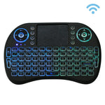 คีย์บอร์ดไร้สาย QWERTY Mini i8 2.4GHz พร้อมไฟแบ็คไลท์สีสันสดใส ทัชแพด และควบคุมมัลติมีเดีย สำหรับ PC, Android TV BOX, เครื่องเล่น X-BOX, สมาร์ทโฟน, เปลี่ยนไฟแบ็คไลท์สีสันสดใส