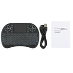 คีย์บอร์ดไร้สาย QWERTY Mini i8 2.4GHz พร้อมไฟแบ็คไลท์สีสันสดใส ทัชแพด และควบคุมมัลติมีเดีย สำหรับ PC, Android TV BOX, เครื่องเล่น X-BOX, สมาร์ทโฟน, เปลี่ยนไฟแบ็คไลท์สีสันสดใส