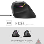 DELUX M618 เมาส์แนวตั้งไร้สาย 2.4G 2400DPI USB ชาร์จไฟได้ ดีไซน์ตามหลักสรีรศาสตร์ สีเทา M618