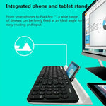 Logitech K780 คีย์บอร์ดไร้สาย Bluetooth + Unifying โหมดคู่ พร้อมขาตั้ง รองรับหลายอุปกรณ์