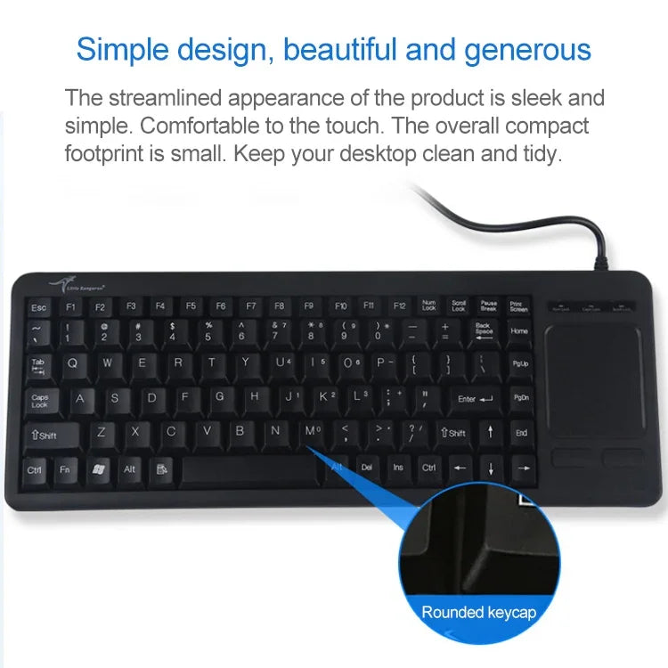 DS-8800 คีย์บอร์ดทัชแพดมีสาย USB ป้องกันน้ำกระเซ็น สลักตัวอักษรด้วยเลเซอร์ ความยาวสาย: 1.5m, DS-8800 USB