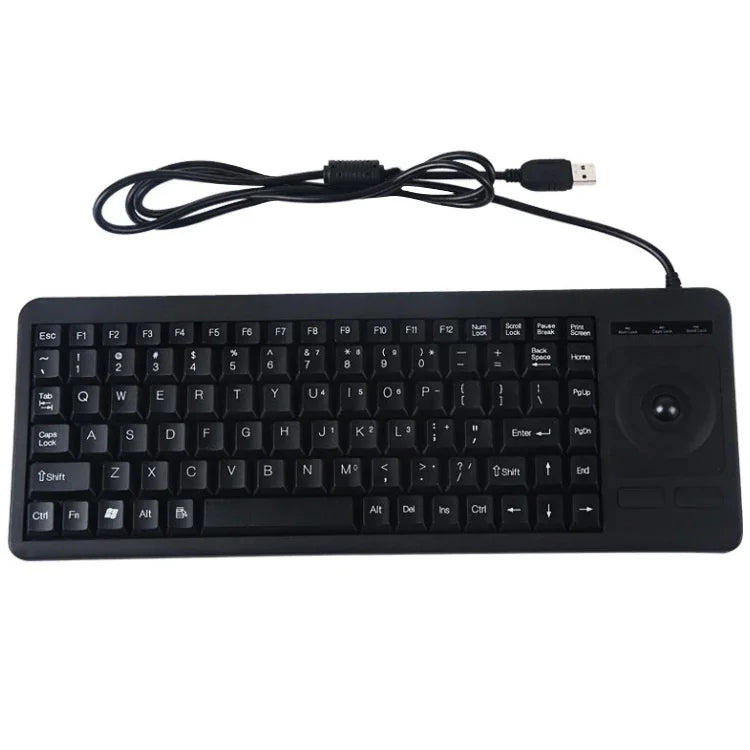 DS-8900 คีย์บอร์ดทรัคบอลมีสาย USB ป้องกันน้ำกระเซ็น สลักตัวอักษรด้วยเลเซอร์ ความยาวสาย: 1.5m, DS-8900 USB