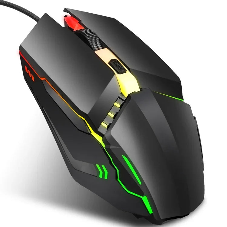 HXSJ S200 เมาส์เกมมิ่งมีสาย USB2.0 1600dpi ปรับได้ 4 ปุ่ม ไฟสีสันสดใส ความยาวสาย: 1.5m