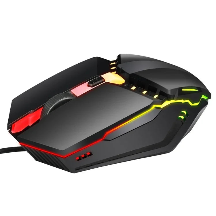 HXSJ S200 เมาส์เกมมิ่งมีสาย USB2.0 1600dpi ปรับได้ 4 ปุ่ม ไฟสีสันสดใส ความยาวสาย: 1.5m