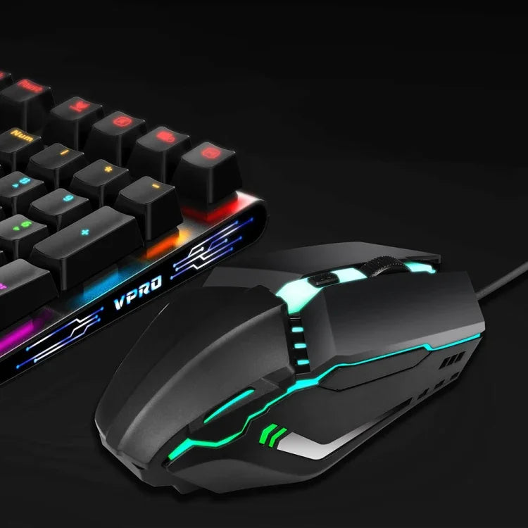 HXSJ S200 เมาส์เกมมิ่งมีสาย USB2.0 1600dpi ปรับได้ 4 ปุ่ม ไฟสีสันสดใส ความยาวสาย: 1.5m