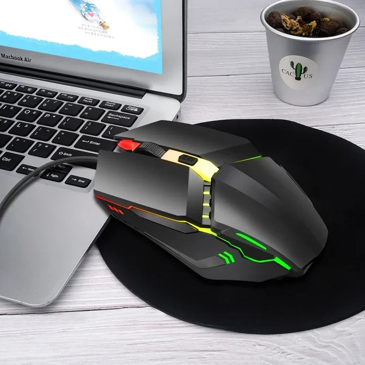 HXSJ S200 เมาส์เกมมิ่งมีสาย USB2.0 1600dpi ปรับได้ 4 ปุ่ม ไฟสีสันสดใส ความยาวสาย: 1.5m