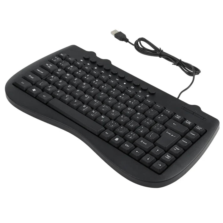 คีย์บอร์ดโน้ตบุ๊กมัลติมีเดียขนาดเล็กมีสาย KB-301B, รุ่นภาษาอาหรับ (สีดำ), รุ่นภาษาอาหรับ
