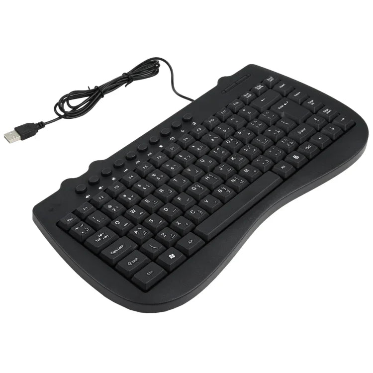 คีย์บอร์ดโน้ตบุ๊กมัลติมีเดียขนาดเล็กมีสาย KB-301B, รุ่นภาษาอาหรับ (สีดำ), รุ่นภาษาอาหรับ