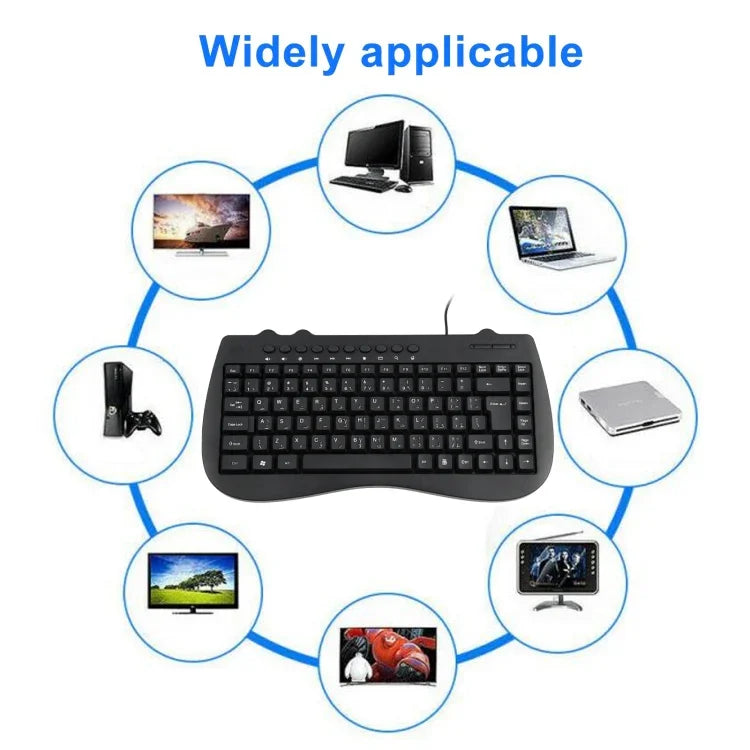 คีย์บอร์ดโน้ตบุ๊กมัลติมีเดียขนาดเล็กมีสาย KB-301B, รุ่นภาษาอาหรับ (สีดำ), รุ่นภาษาอาหรับ
