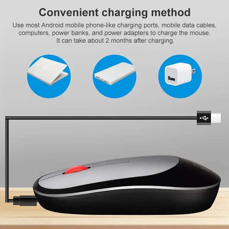 ZGB 360 เมาส์มินิไร้สายชาร์จได้ 2.4G สำหรับคอมพิวเตอร์และแล็ปท็อป 1000dpi