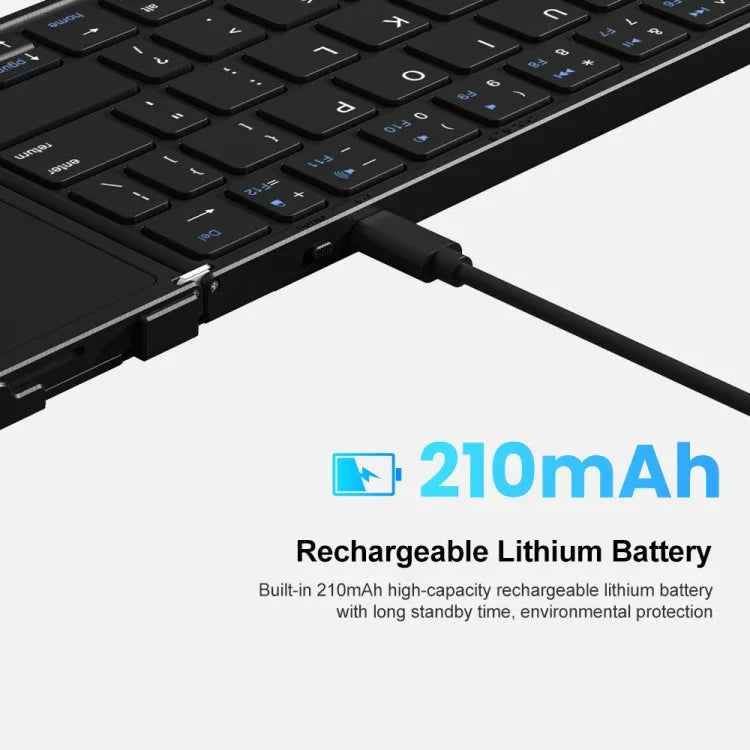 B1053 Leather Portable Tri-Fold Bluetooth Keyboard
