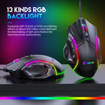 เมาส์มีสาย RGB ความเร็วเต็มที่ 12800DPI 12 ปุ่มแมโคร รุ่น MKESPN X15