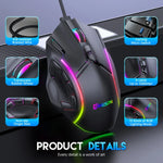 เมาส์มีสาย RGB ความเร็วเต็มที่ 12800DPI 12 ปุ่มแมโคร รุ่น MKESPN X15