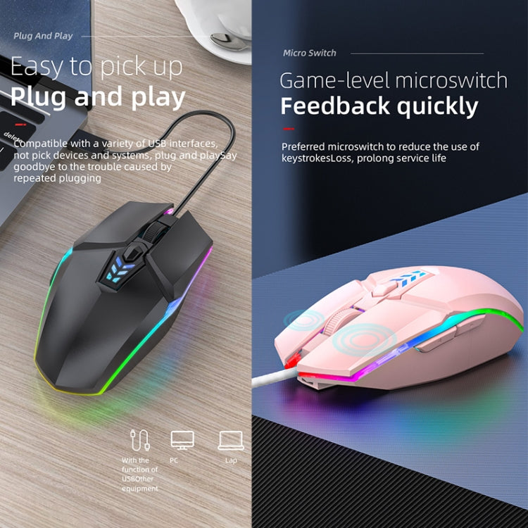 เมาส์สำนักงานเกมมิ่งมีสาย USB S700 พร้อมไฟสีสันสดใส