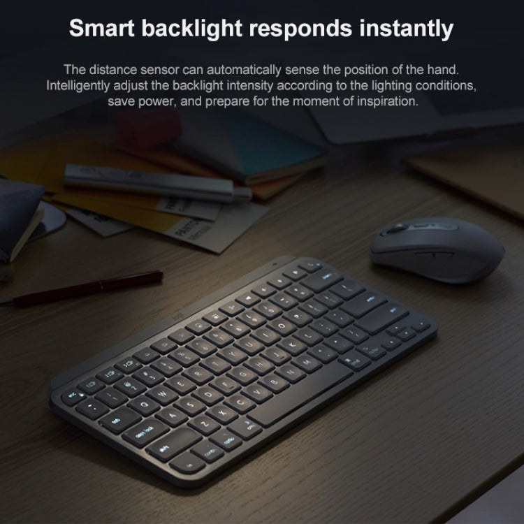 คีย์บอร์ดไร้สายบลูทูธขนาดเล็กบางพิเศษพร้อมไฟหลัง Logitech MX Keys Mini