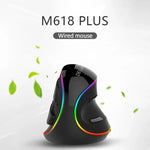 เมาส์ออปติคอลมีสาย DELUX M618 Plus RGB แบบยศาสตร์แนวตั้ง 4000DPI, 4000DPI มีสาย