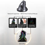 เมาส์ออปติคอลมีสาย DELUX M618 Plus RGB แบบยศาสตร์แนวตั้ง 4000DPI, 4000DPI มีสาย