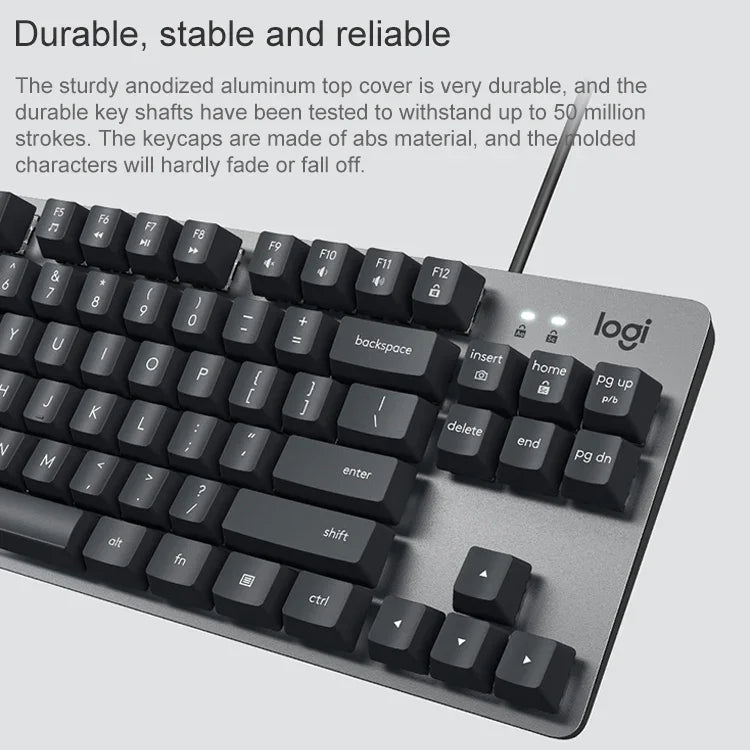 Logitech K835 Mini Mechanical Wired Keyboard, Green Shaft, Green Shaft