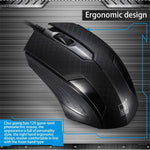 Chasing Leopard 129 เมาส์เกมออปติคอล USB แบบมีสายพร้อมถ่วงน้ำหนัก ความยาวสาย: 1.3 ม., 129