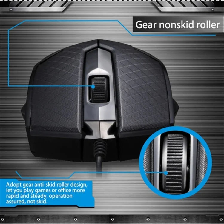 Chasing Leopard 129 เมาส์เกมออปติคอล USB แบบมีสายพร้อมถ่วงน้ำหนัก ความยาวสาย: 1.3 ม., 129