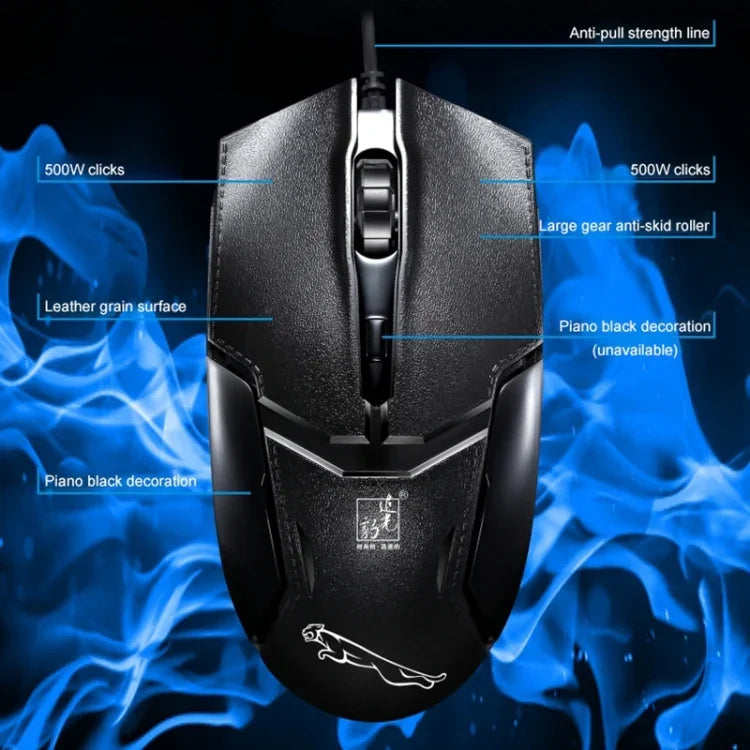 Chasing Leopard 179 เมาส์เกมออปติคอล USB แบบมีสาย ความละเอียด 1600 DPI ปรับได้ 3 ระดับ ความยาวสาย: 1.3 ม., 179