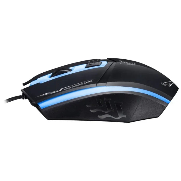 Chasing Leopard 199 เมาส์เกมออปติคอล USB แบบมีสาย ความละเอียด 1600 DPI ปรับได้ 3 ระดับ พร้อมไฟ LED หลัง ความยาวสาย: 1.3 ม., 199 สีดำ, 199