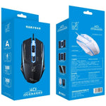 Chasing Leopard 199 เมาส์เกมออปติคอล USB แบบมีสาย ความละเอียด 1600 DPI ปรับได้ 3 ระดับ พร้อมไฟ LED หลัง ความยาวสาย: 1.3 ม., 199 สีดำ, 199