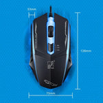 Chasing Leopard 199 เมาส์เกมออปติคอล USB แบบมีสาย ความละเอียด 1600 DPI ปรับได้ 3 ระดับ พร้อมไฟ LED หลัง ความยาวสาย: 1.3 ม., 199 สีดำ, 199