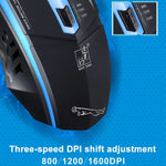 Chasing Leopard 199 เมาส์เกมออปติคอล USB แบบมีสาย ความละเอียด 1600 DPI ปรับได้ 3 ระดับ พร้อมไฟ LED หลัง ความยาวสาย: 1.3 ม., 199 สีดำ, 199