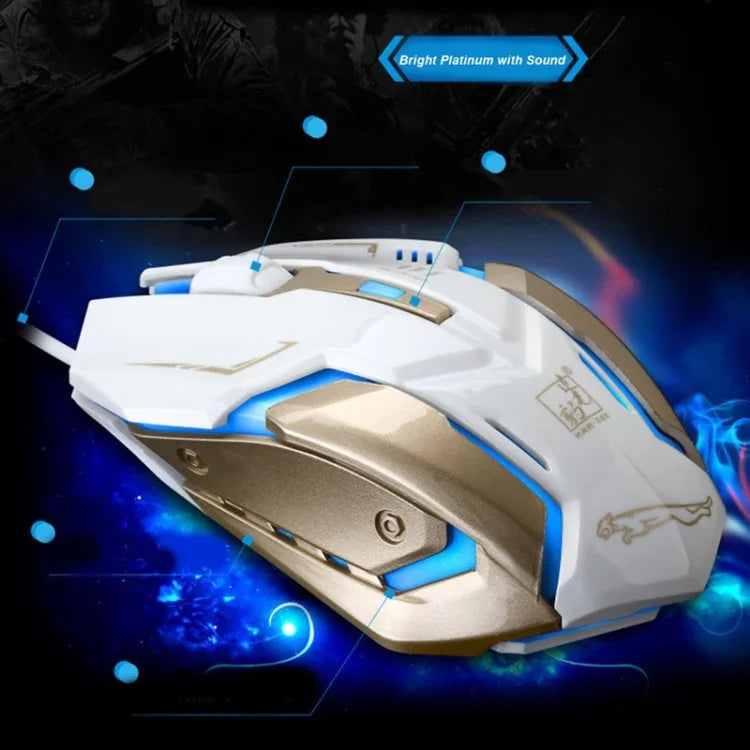 Chasing Leopard K1 เมาส์เกมออปติคอล USB แบบมีสาย ความละเอียด 1600 DPI ปรับได้ 3 ระดับ พร้อมไฟ LED หลังและโหมดเงียบ ความยาวสาย: 1.3 ม.