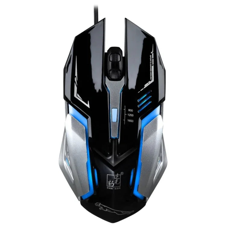 Chasing Leopard K1 เมาส์เกมออปติคอล USB แบบมีสาย ความละเอียด 1600 DPI ปรับได้ 3 ระดับ พร้อมไฟ LED หลังและโหมดเงียบ ความยาวสาย: 1.3 ม.