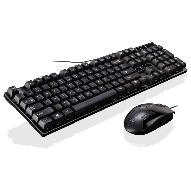 Chasing Leopard Q17 คีย์บอร์ดเกมออฟฟิศ USB แบบมีสาย 104 ปุ่ม พร้อมเมาส์แบบสมมาตร ชุดสายคีย์บอร์ดยาว 1.4 ม., สายเมาส์ยาว 1.3 ม., Q17 สีดำ, Q17 สีขาว
