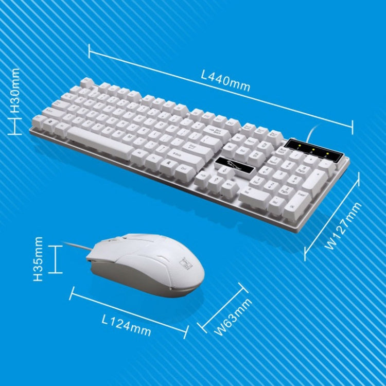 Chasing Leopard Q17 คีย์บอร์ดเกมออฟฟิศ USB แบบมีสาย 104 ปุ่ม พร้อมเมาส์แบบสมมาตร ชุดสายคีย์บอร์ดยาว 1.4 ม., สายเมาส์ยาว 1.3 ม., Q17 สีดำ, Q17 สีขาว
