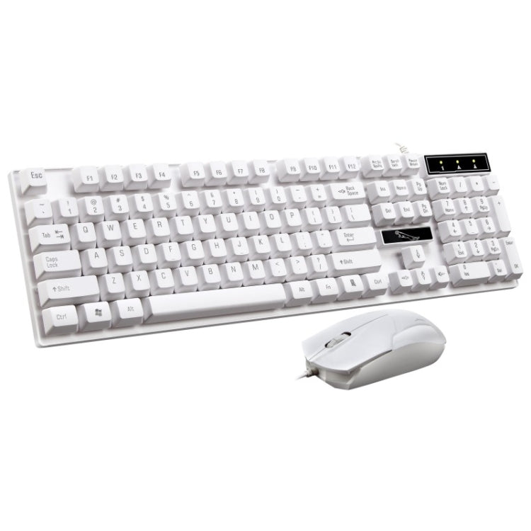 Chasing Leopard Q17 คีย์บอร์ดเกมออฟฟิศ USB แบบมีสาย 104 ปุ่ม พร้อมเมาส์แบบสมมาตร ชุดสายคีย์บอร์ดยาว 1.4 ม., สายเมาส์ยาว 1.3 ม., Q17 สีดำ, Q17 สีขาว